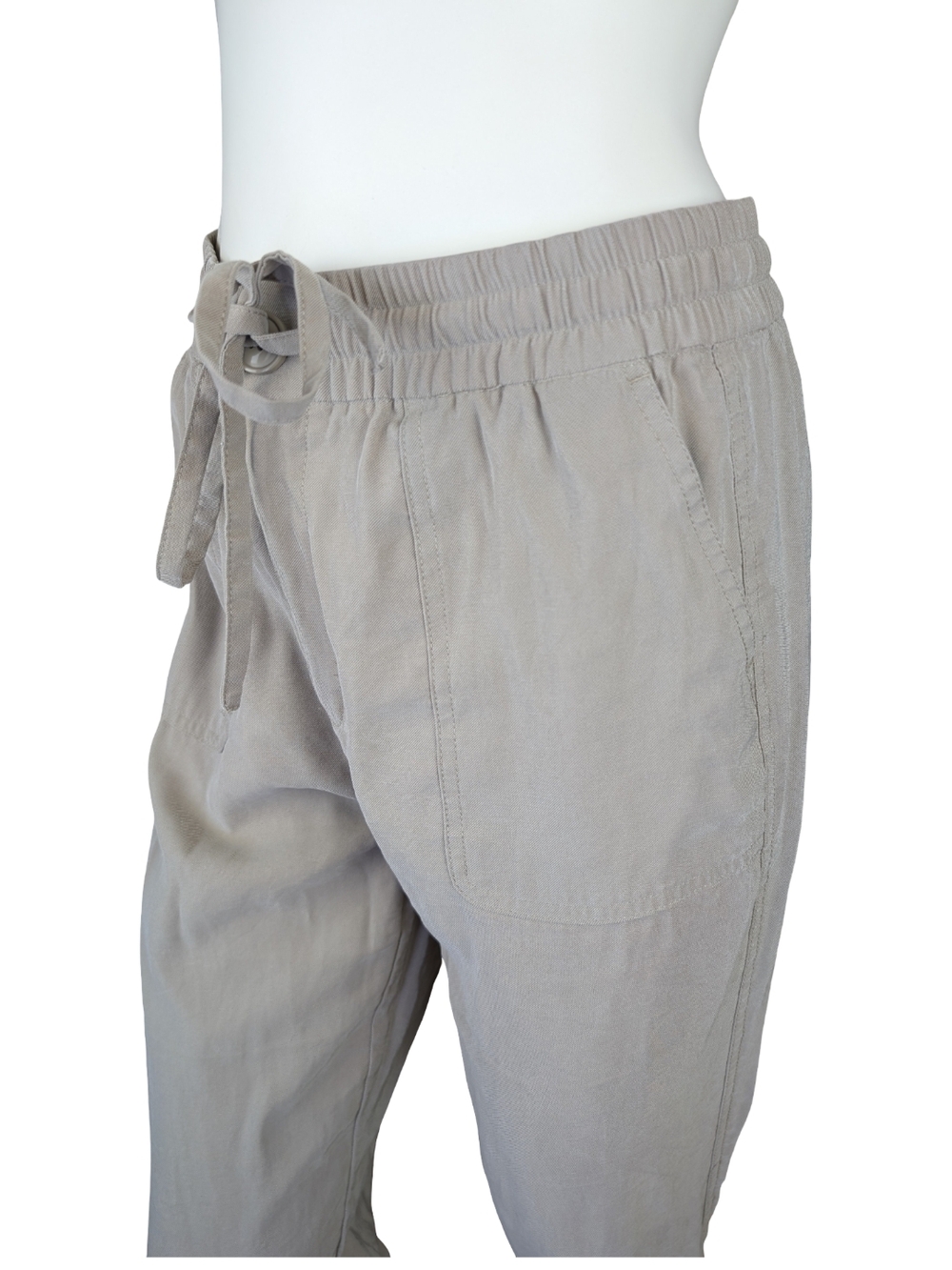 Tahari Tapered Pants Neutral Rayon Blend Elastic Waist Small | Boho Coastal - Picture 7 of 9